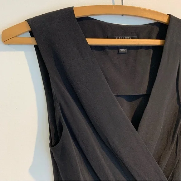 All Saints Black Silk Dress size 0 - Picture 5 of 9